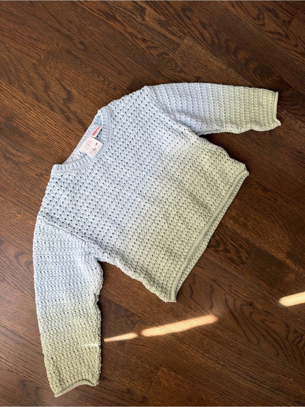 Zara Ombré  Blue & Green Crochet Knit Kids Sweater - Unbranded